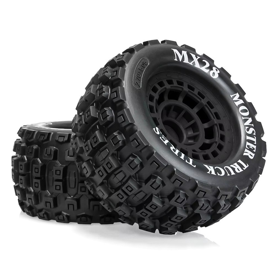 Wonder Rc RC-Truck-Reifen und -Räder, 4-teiliges Set, 128mm, 2,8-Zoll, vorgeklebt, mit 14mm Sechskant - Bild 3