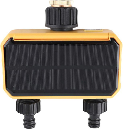 Solar Bewässerungstimer mfySpace mit 2 Ausgängen, automatischer Zeitschaltung und Regensensor, Gelb