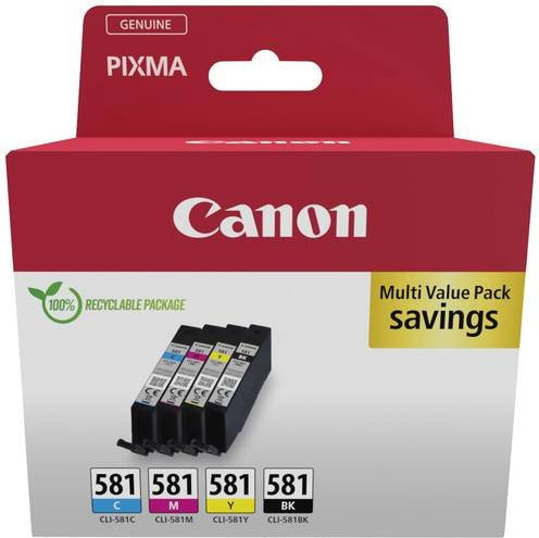 Canon Original Tintenpatronen CLI-581 Multipack Schwarz, Cyan, Magenta, Gelb (2103C007) - Bild 1