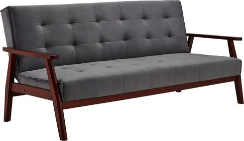 SalesFever Schlafsofa im skandinavischen Design aus Samt, Breite: 190 cm, Grau - Bild 2