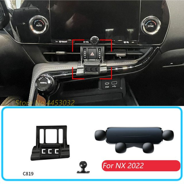 Auto Telefonhalterung für Lexus NX350 300 (2022-2023) mit Schwerkraft-Mechanismus und GPS-Unterstützung in Schwarz - Bild 1