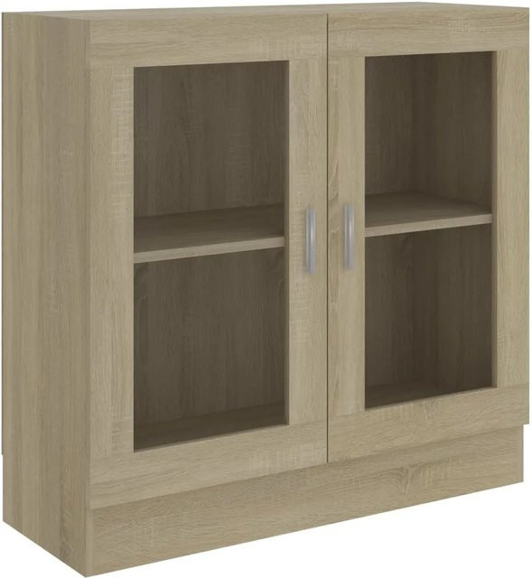 vidaXL Vitrinenschrank Sonoma-Eiche mit Glastüren und Regalböden, B/T/H: 82,5 x 30,5 x 80 cm - Bild 1