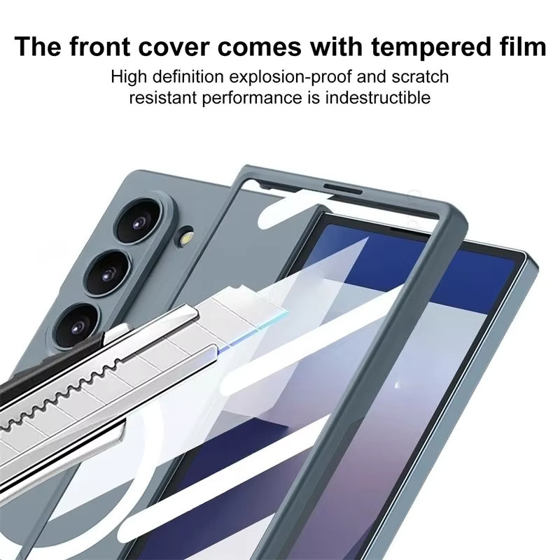 Robuste magnetische kabellose PC-Hülle für Samsung Galaxy Z Fold 7, 6, 5 in Schwarz mit HD-Folie und stoßfestem Schutz - Bild 2