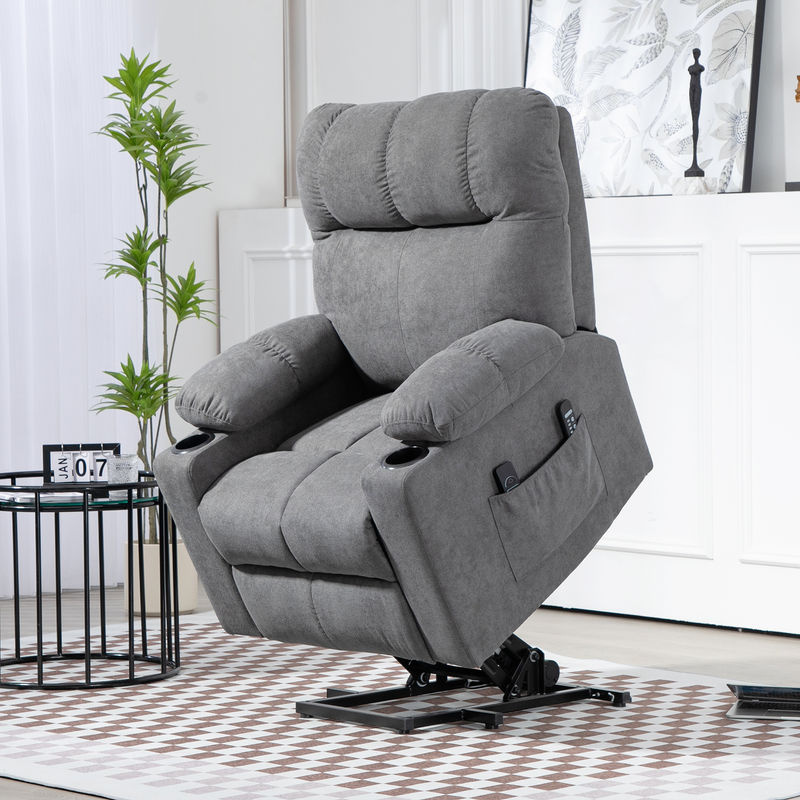 HOMCOM Fernsehsessel mit Aufstehhilfe und Massagefunktion in Grau, B/T/H: 144 x 91 x 88 cm - Bild 2