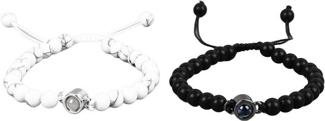 Neoglint Partnerarmbänder, Perle, Schwarz und Weiß, Unisex - Bild 1