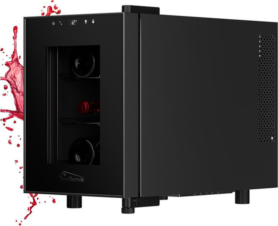 Tronitechnik Weinkühlschrank Montpellier Minibar in Schwarz mit Glastür und LED-Innenbeleuchtung, 17 Liter