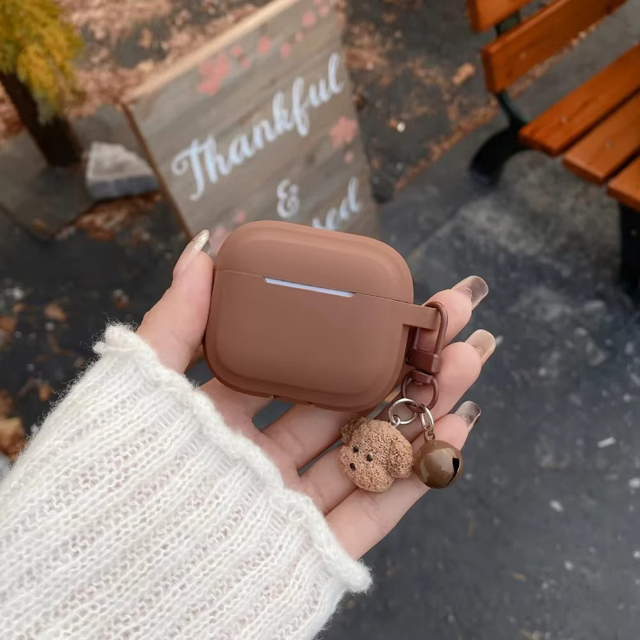 Weiche Silikon-Schutzhülle für Apple AirPods 4, 3, 2, 1 und Pro 2, Pro 3 mit Kaffeehund-Design und Schlüsselanhänger, Paar - Bild 3