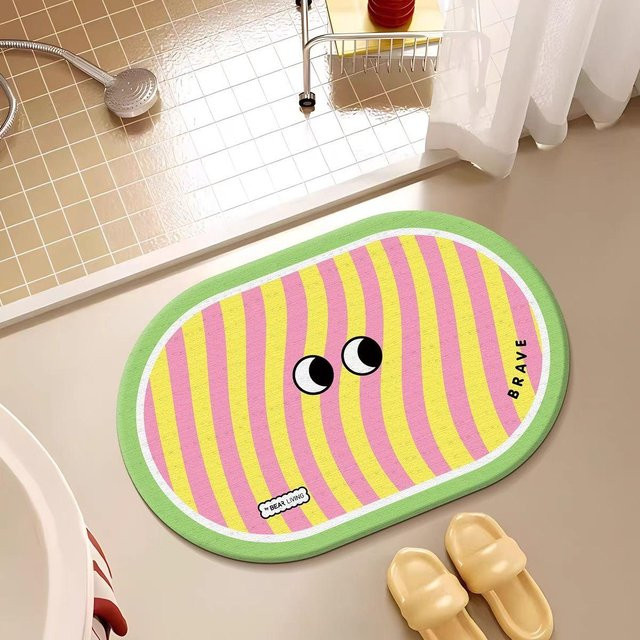 Dopamin Monster Saugmatte aus Kieselgur für Badezimmer und WC, schnelltrocknend, Pink, B/T: 60 x 40 cm - Bild 1