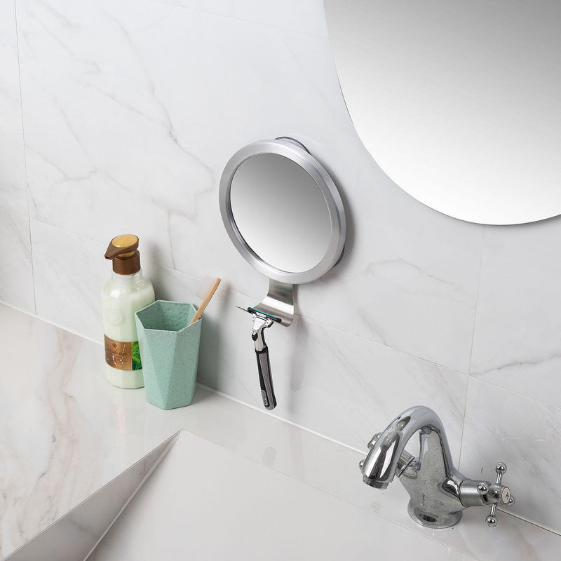Igeteck Rasierspiegel mit Saugnapf und Rasierhaken, silberner Wandspiegel für Badezimmer und Dusche - Bild 6