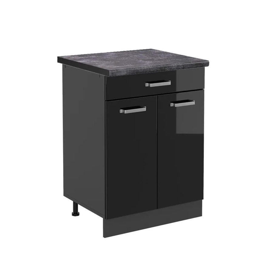 Vicco Küchenschrank R-Line in Schwarz Hochglanz und Anthrazit mit Schubladen und Türen, B: 60 cm, H: 81,6 cm, T: 60 cm - Bild 2