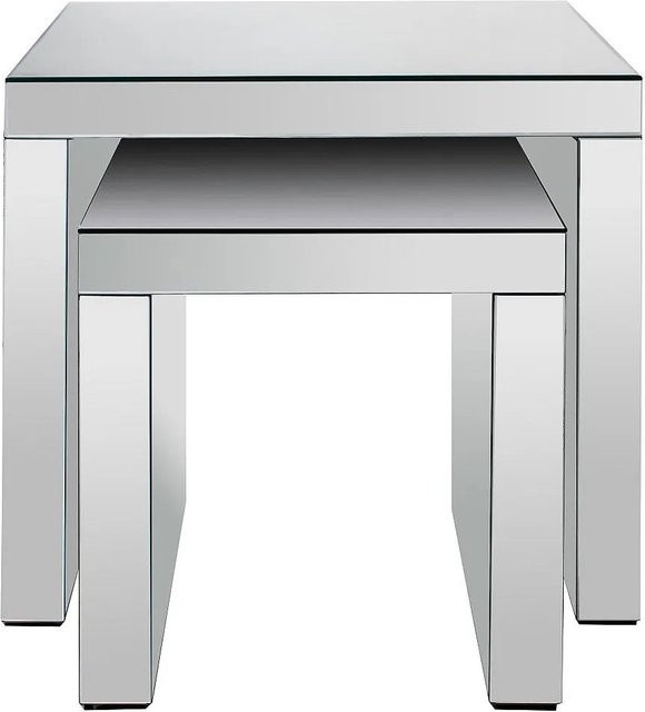 Couchtisch Yervini Design in Grau-silber mit Spiegel und MDF, quadratisch - Bild 1