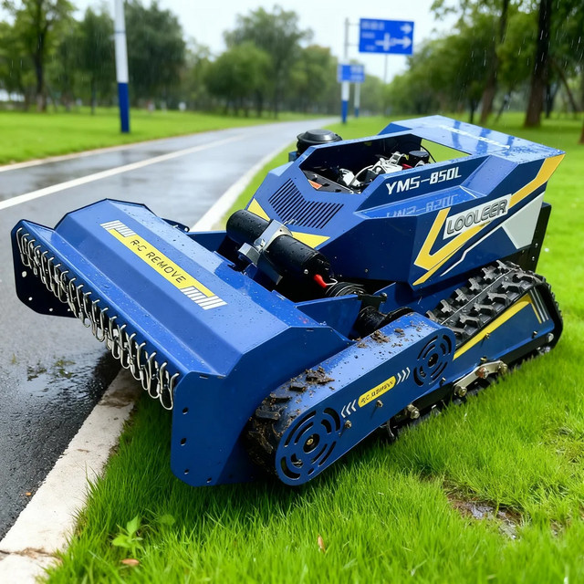 AIWEIYA Ferngesteuerter Schlegelmäher in Blau mit Akkubetrieb - EPA CE zertifizierter kabelloser Unkrautvernichter und Mähroboter für Profis - Bild 1