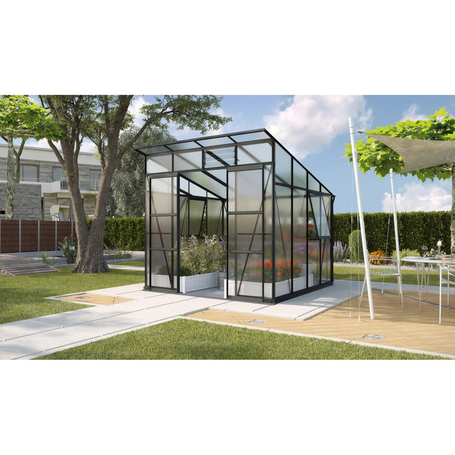 Vitavia Gewächshaus Playa 7600 mit Pultdach und Fundament in Schwarz mit 7,6 m² Anbaufläche aus Aluminium und Polycarbonat - Bild 2