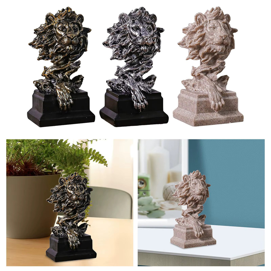 Dekorative Löwenkopf Statue von homyl in Bronze-Optik aus Harz als Kunstfigur für dein Wohnzimmer oder Home Office - Bild 3