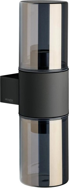 Oktaplex Puno Außenwandleuchte in Anthrazit mit Rauchglas, 2x E27 Fassung, IP44, Aluminium - Bild 1