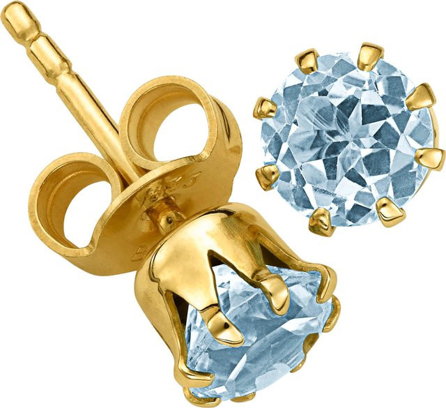 Ohrstecker heine, 375 Gold, Blautopas, Kristall, Unisex - Bild 1