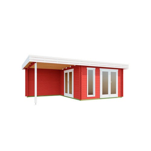 Lasita Blockbohlenhaus Anders Gartenhaus mit Flachdach in Rot, B/H/T: 6688 x 233,7 x 414,8 cm - Bild 3