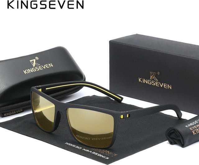 Kiingseve Sportsonnenbrille, Herren, Vollrand, rechteckig, TR90, schwarz, polarisiert, verspiegelt - Bild 1