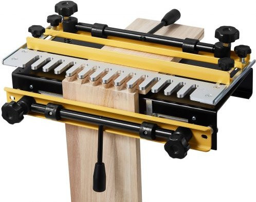 VEVOR Zinkenfräsmaschine aus Aluminiumlegierung in Gelb, Breite: 31 cm, inklusive Fräser und Schablone für präzise Zapfen- und Schwalbenschwanzverbindungen bei der Möbel- und Schrankherstellung - Bild 1