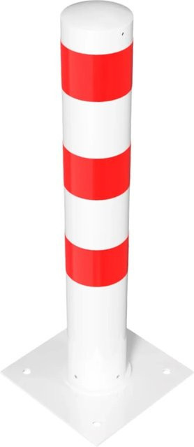 Schake Absperrpoller mit Dübelbefestigung aus Stahl in Weiß-Rot, Durchmesser: 15,2 cm, Höhe: 100 cm - Bild 1