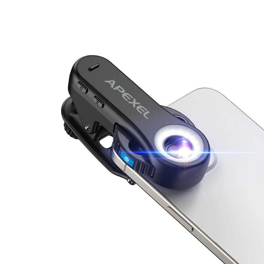 APEXEL 3-in-1 Mikroskop-Objektivset mit LED-Licht und Universalclip für iPhone 17, iPhone 16 Pro Max und Android-Smartphones, Schwarz, 40X/80X/120X Vergrößerung - Bild 4