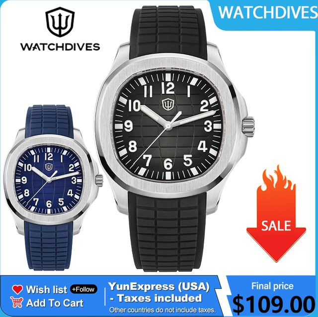 Watchdives Taucheruhr, Quarzwerk, Edelstahl, 38 mm, Schwarz, Herren - Bild 1