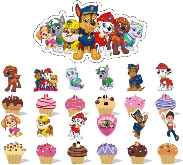 TAKARA TOMY Paw Patrol Tortendekoration, Kuchenaufsätze, Cupcake-Deko - Bild 1