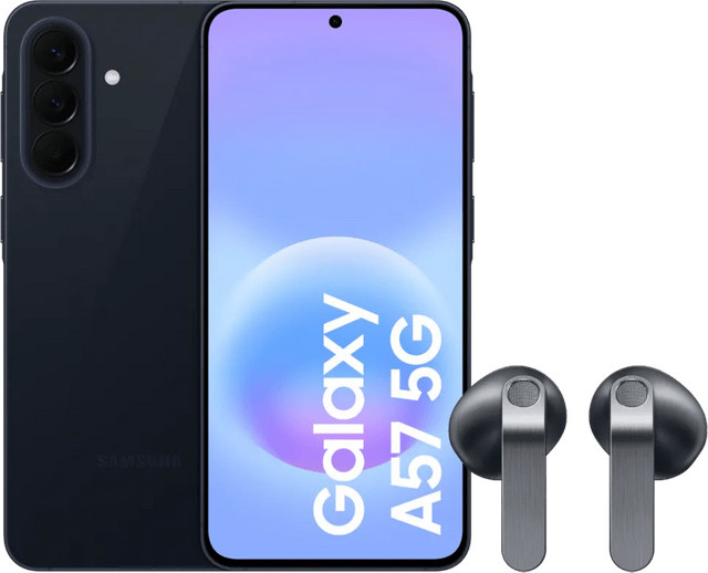 Samsung Galaxy A57 5G Smartphone 256GB Dunkelblau und Samsung Galaxy Buds4 Schwarz im Set - Bild 1