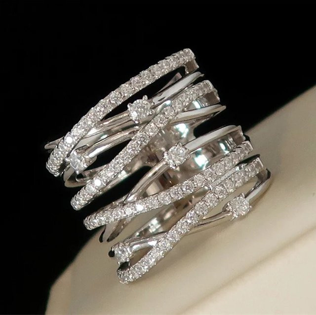 Huitan Ring, Zirkonia, silberfarben, Damen - Bild 1