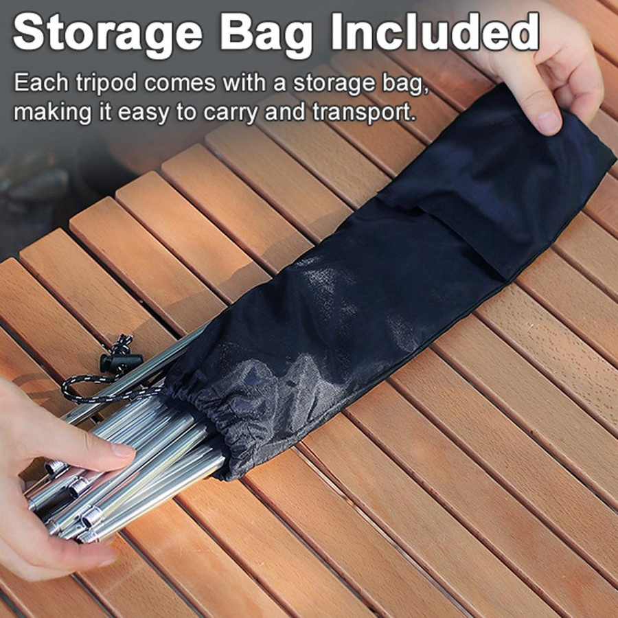 TOMTOP JMS Tragbares Outdoor-Lagerfeuerstativ aus Aluminiumlegierung, zusammenklappbarer Topfständer, Silber - Bild 3