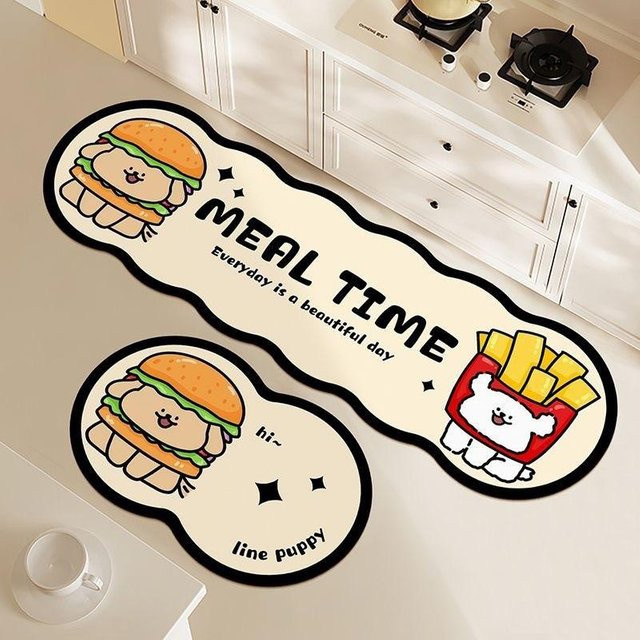 Yimei House Zweiteiliges Cartoon Bodenmatten-Set aus Polyester, rutschfest und saugfähig, Mehrfarbig, Breite: 30 cm, Tiefe: 40 cm - Bild 1