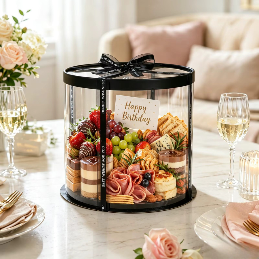 5 Stück transparente runde Kuchenboxen aus Kunststoff für deine Geburtstagsparty-Geschenkverpackung - Bild 3