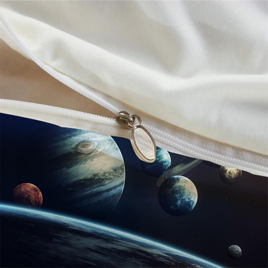 JMG Household Supplies Bettwäsche-Set mit 3D Weltraum Planeten Druck aus Polyester, 3-teilig, Multicolor, B/H: 135 x 200 cm - Bild 2