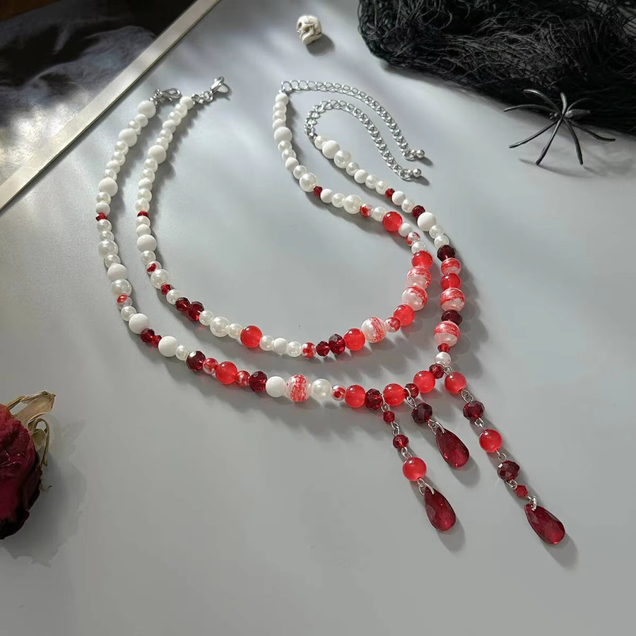 Salircon Halskette, Gothic, Perle, Kristall, Damen - Bild 4