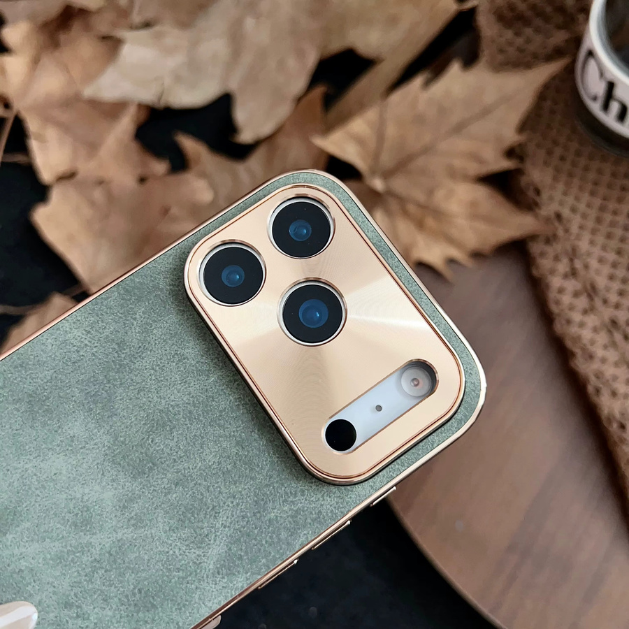Retro-Lammleder-PU-Handyhülle für Apple iPhone Air 11 12 13 14 15 16 17 Pro Max 17E in Schwarz und Grün - Bild 1