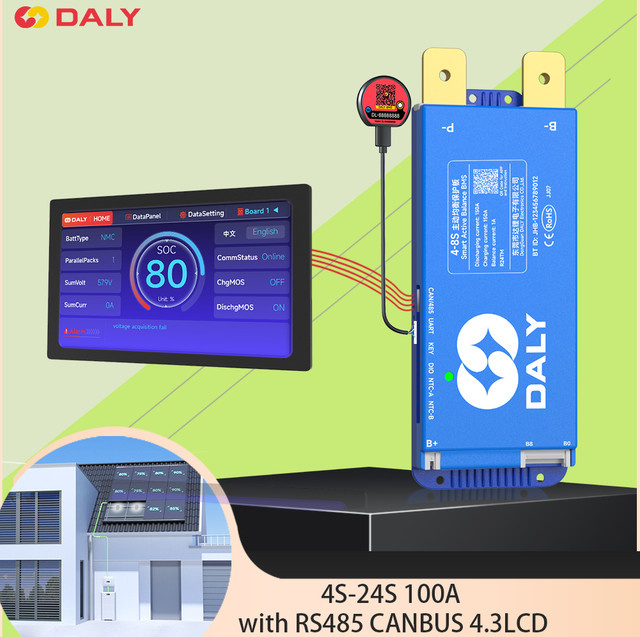 Daly Smart BMS mit WiFi und Bluetooth, 100A Active Balance, Überladungs- und Entladeschutz für Solar und EV, Blau - Bild 1
