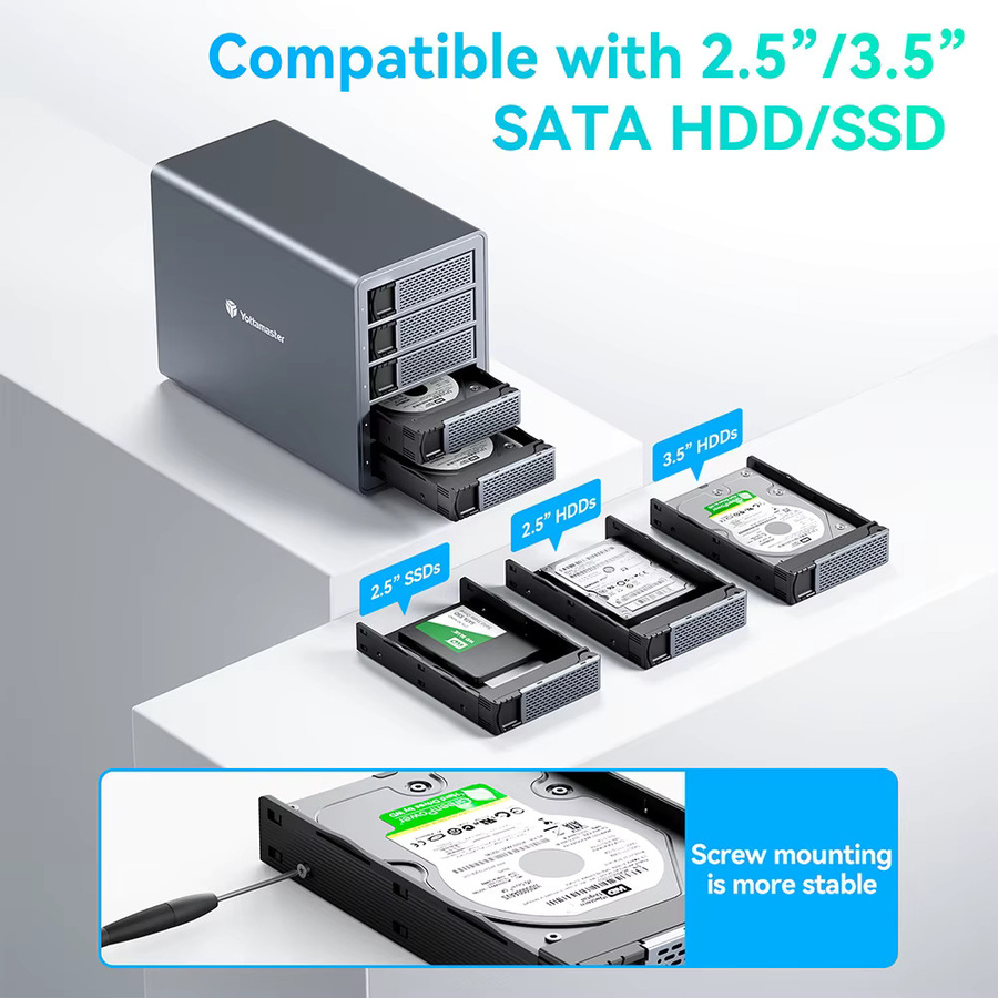 Yottamaster RAID externes Festplattengehäuse mit 5 oder 4 Bays für 2,5 und 3,5 Zoll SATA HDD und SSD - Bild 5