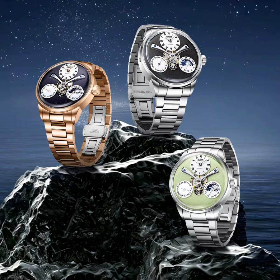 Mark Fairwhale Automatik-Armbanduhr, Mondphase, Datum, Edelstahl, Herren - Bild 1