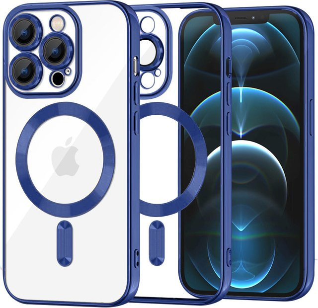 Techsuit Luxury Crystal MagSafe-Hülle für Apple iPhone 12 Pro Max in Dunkelblau und Transparent - Bild 1