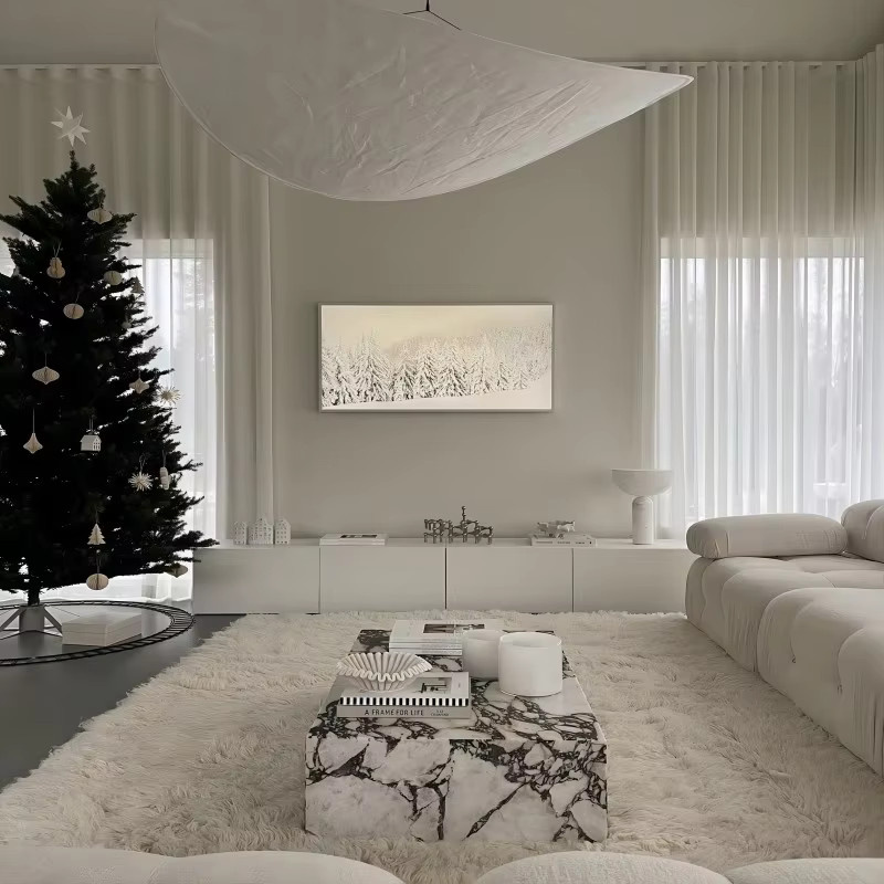 DUTRIEUX Couchtisch Modern mit Glasplatte und Marmor-Design in Transparent und Abstract-Optik - Bild 2