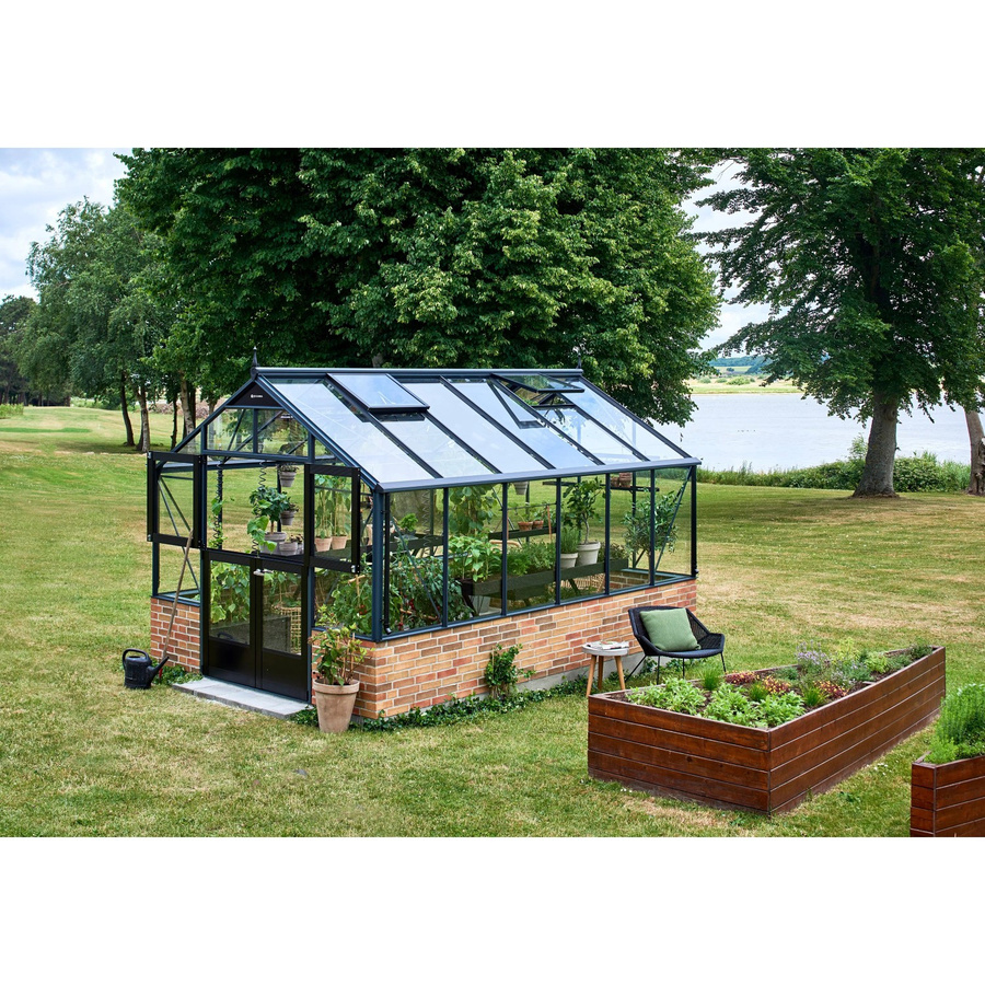 Juliana Gewächshaus Premium Mauer 13 in Anthrazit mit 13 m² Fläche, Glas und Aluminium mit Satteldach - Bild 2