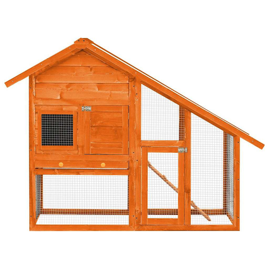 vidaXL Kaninchenstall aus Tannenholz mit Stahldraht, B/T/H: 140 x 63 x 120 cm - Bild 3