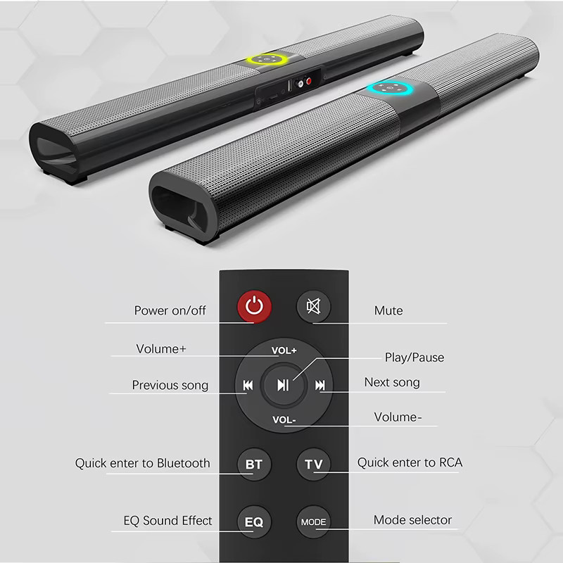 AyeBeau Bluetooth Soundbar mit kabellosem Subwoofer und FM-Radio in Schwarz - Bild 3