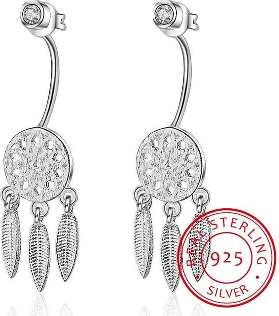 YIRAN Jewelry Ohrstecker 925 Silber, Federn, Damen, weiß - Bild 1