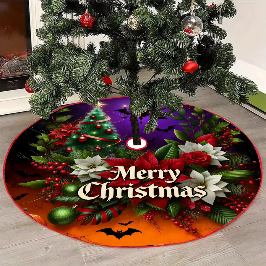 VIKAMA Weihnachtsbaumrock mit Beeren-Kranz und Schleife in Rot und Mehrfarbig - Bild 2