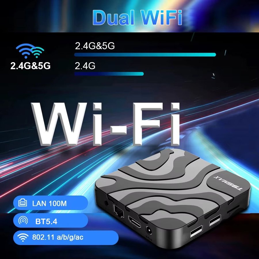 Smart TV Box T95Max Android 16 Media Streamer mit Allwinner H618 und Google Assistant in Schwarz - Bild 3