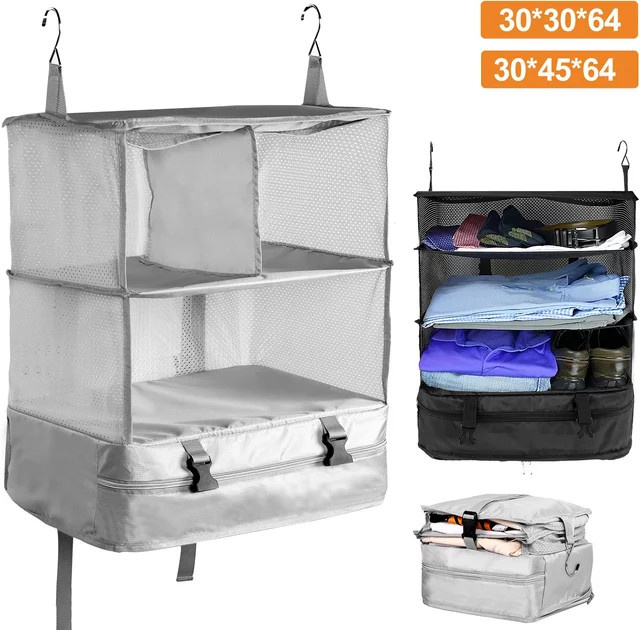 Willkey Reise Gepäck Organizer Hängende Kleidungstasche Faltbar in Schwarz und Grau B/T/H: 64,0 x 30,0 cm - Bild 1