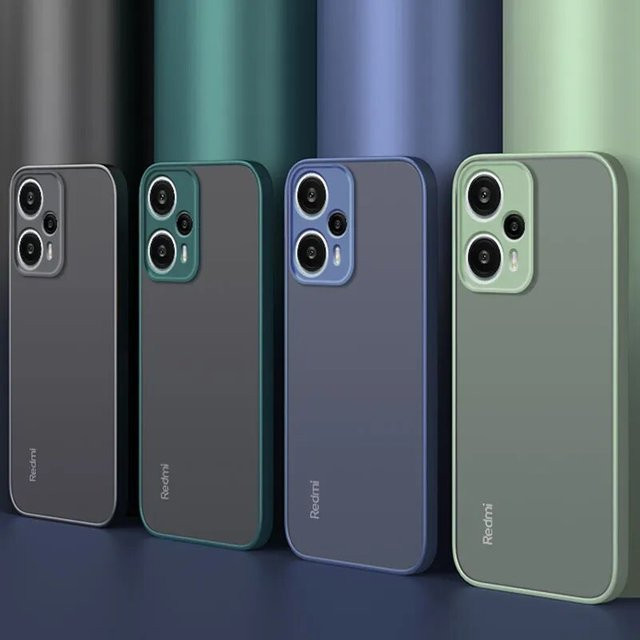 Hybrid-Hülle für Xiaomi Redmi Note 12 und Poco F5 in Schwarz mit matter Silikon-Abdeckung und Stoßstangen-Schutz - Bild 1
