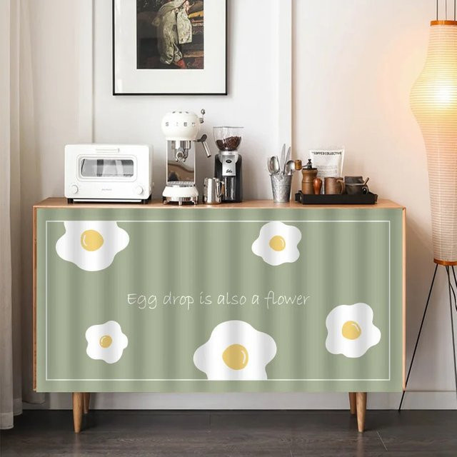 VIKAMA Bedruckter Kurzvorhang als Staubschutz für Küchenschränke, Bücherregale und Kleiderschränke in Grün, Breite: 90 cm, Höhe: 70 cm - Bild 1