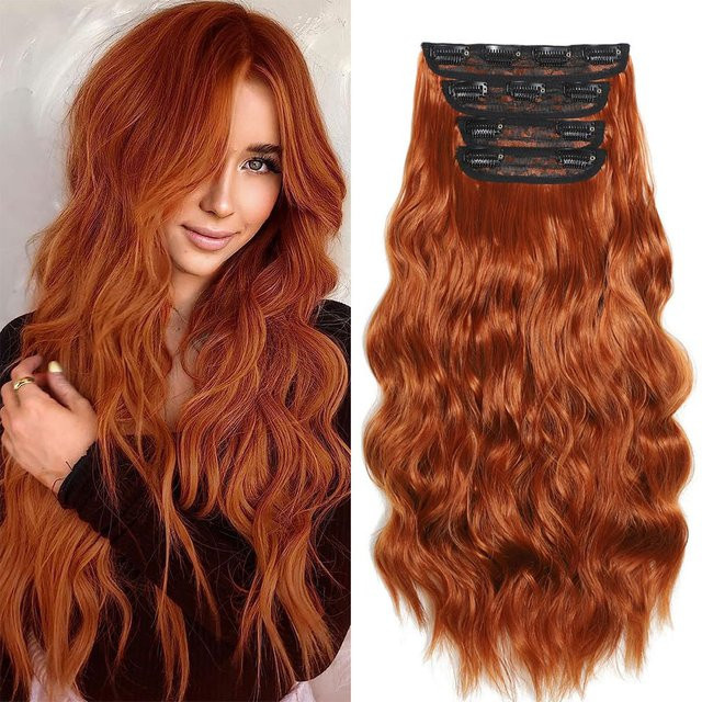 LORITA FEKIX Clip-in Haarverlängerungen, Kupferrot, Wellig, 20 Zoll, 4 Stück, Synthetisch, Damen - Bild 1